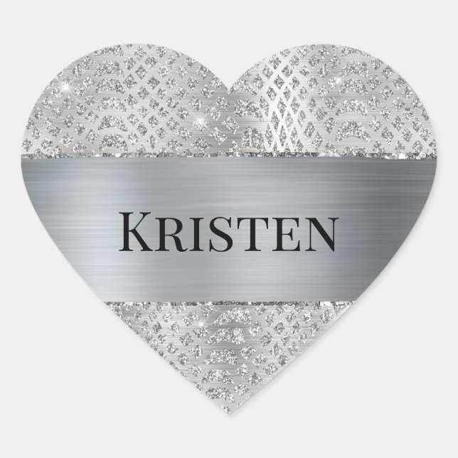 Adesivo Coração Impressão em animais Cobra Silver (Frente)