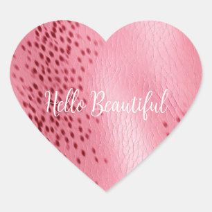 Adesivo Coração Impressão Pano-Leopardo Cor-de-Rosa