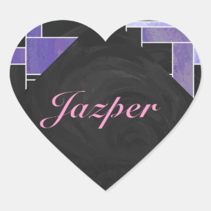 Adesivo Coração Impressão preto cor-de-rosa roxo de Mondrian