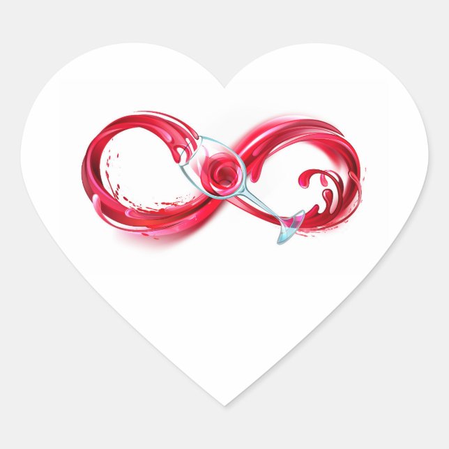 Adesivo Coração Infinidade com vinho tinto (Frente)