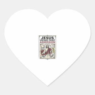 Adesivo Coração Ingresso Jesus Vintage Admissão Jesus Vintage Tick