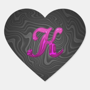 Adesivo Coração Inicial Glittery cor-de-rosa - K
