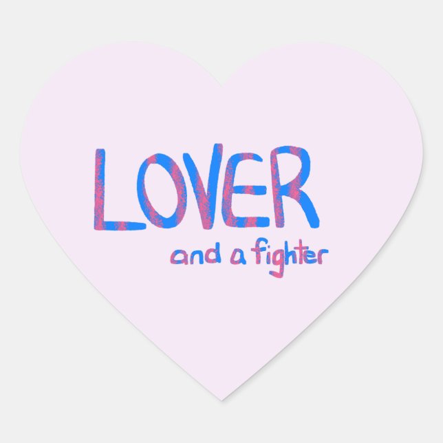 Adesivo Coração Inspirational Hand Drawn Blue and Pink Quote (Frente)