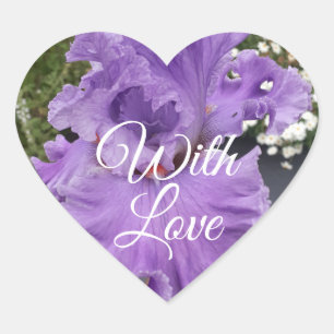 Adesivo Coração Iris Irrissa Lavanda Floral Púrpura Flor Quadrada
