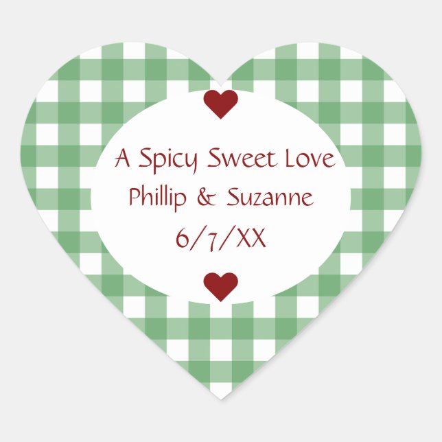 Adesivo Coração Jalepeno Jelly Wedding Favor Jar Sticker Labels (Frente)