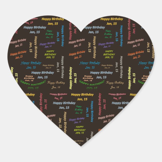 Adesivo Coração Janeiro, 15 Aniversário (Frente)