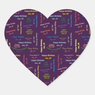 Adesivo Coração Janeiro, 20 Aniversário