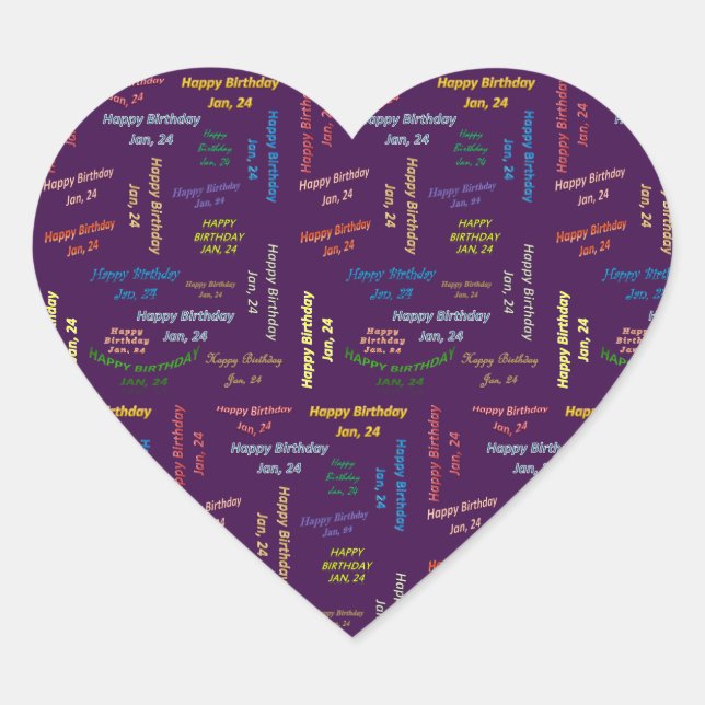 Adesivo Coração Janeiro, 24 Birthday Sticker (Frente)