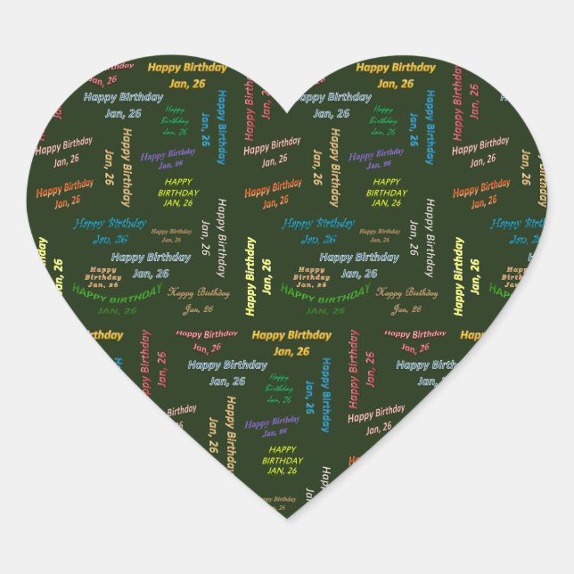 Adesivo Coração Janeiro, 26 Birthday Sticker (Frente)