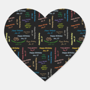 Adesivo Coração Janeiro, 27 Birthday Sticker