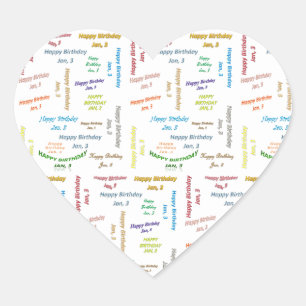 Adesivo Coração Janeiro, 3 Aniversário