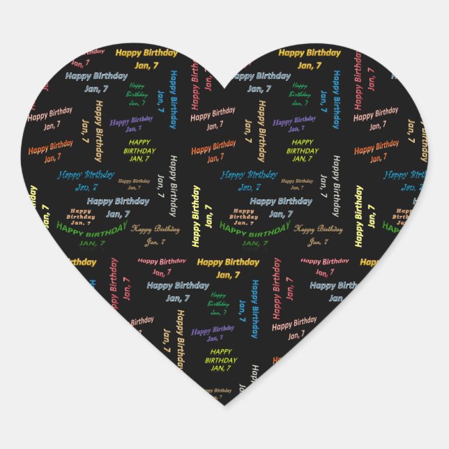 Adesivo Coração Janeiro, 7 Aniversário (Frente)