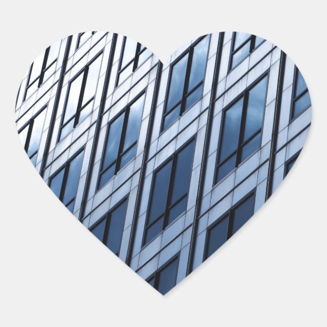 Adesivo Coração Janelas Cinzas Azul abstrato (Frente)