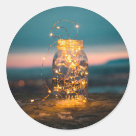 Adesivo Coração Jar com luzes de fada romântica