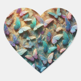 Adesivo Coração Jardim da Borboleta Iridescente