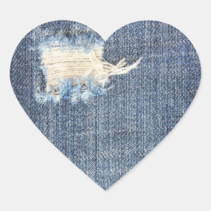 Adesivo Coração Jeans com ponta para os autocolantes