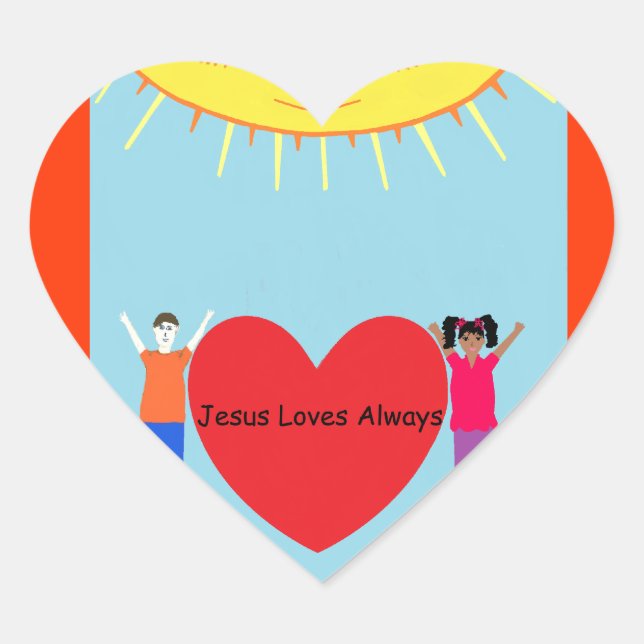 Adesivo Coração Jesus ama sempre o Sticker (Frente)
