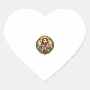 Adesivo Coração Jesus Beijando Coração Vermelho Botão Curtir Humor