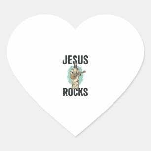 Adesivo Coração Jesus Rocks Guitar Entalhe Cristão Vintage Des