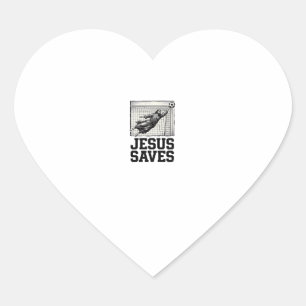 Adesivo Coração Jesus Salva Camisa de Gravura Vintage de Goleiro d
