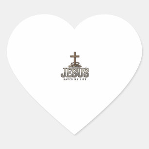 Adesivo Coração Jesus Salvou Minha Vida Engraving Vintage Design C