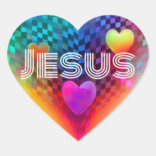 Adesivo Coração Jesus Techno Heart