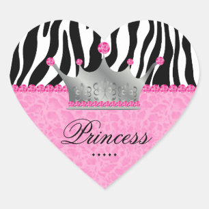 Adesivo Coração Jewels a princesa Coroa Laço Cor-de-rosa Coraçã