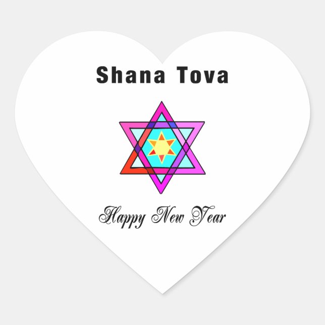 Adesivo Coração Jewish Star Shana Tova (Frente)