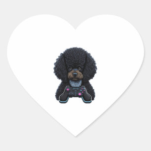 Adesivo Coração Jogador de Poodle Com Controle