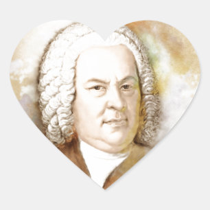 Adesivo Coração Johann Sebastian Bach Portrait em bege