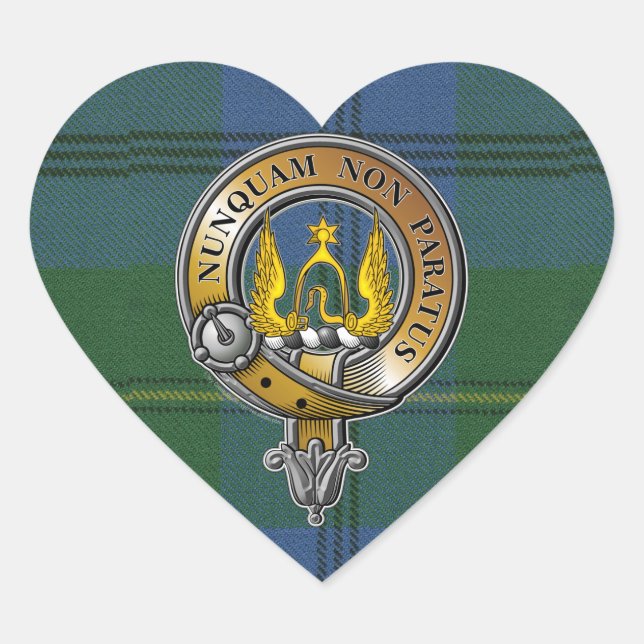 Adesivo Coração Johnstone Tartan & Crachá (Frente)