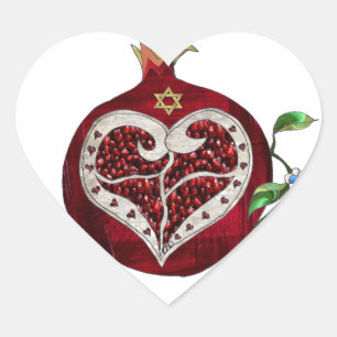 Adesivo Coração Judaica Pomegranate Heart Hanukkah Rosh Hashanah