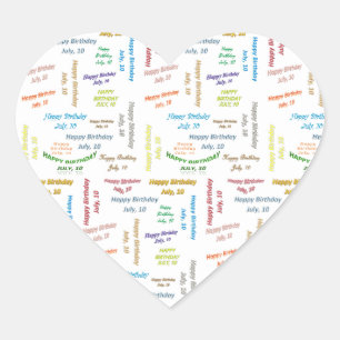 Adesivo Coração Julho, 10 Aniversário