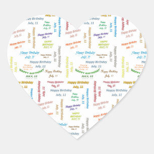 Adesivo Coração Julho, 11 Aniversário