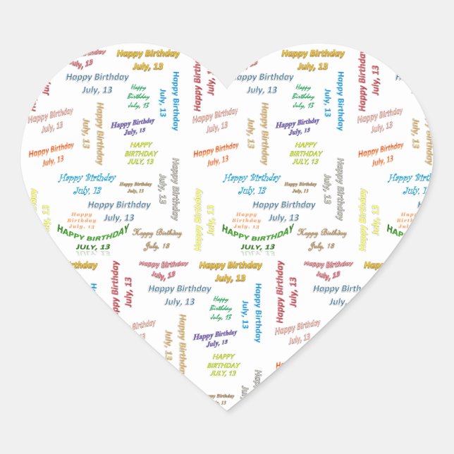 Adesivo Coração Julho, 13 Aniversário (Frente)