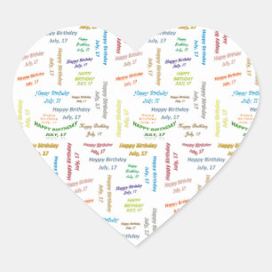 Adesivo Coração Julho, 17 Aniversário