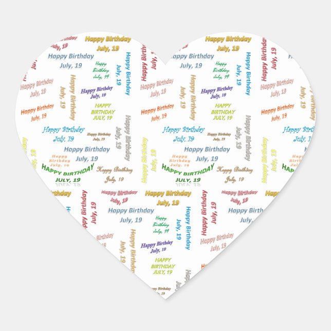 Adesivo Coração Julho, 19 Aniversário (Frente)