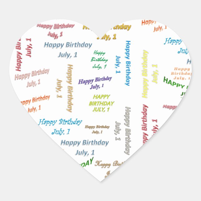 Adesivo Coração Julho, 1 Aniversário (Frente)