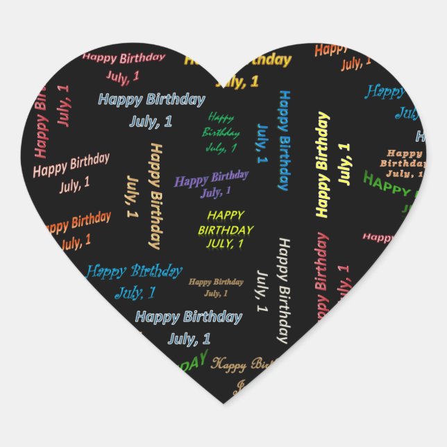 Adesivo Coração Julho, 1 Aniversário (Frente)