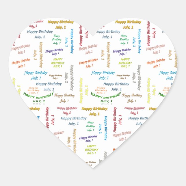 Adesivo Coração Julho, 1 Aniversário (Frente)