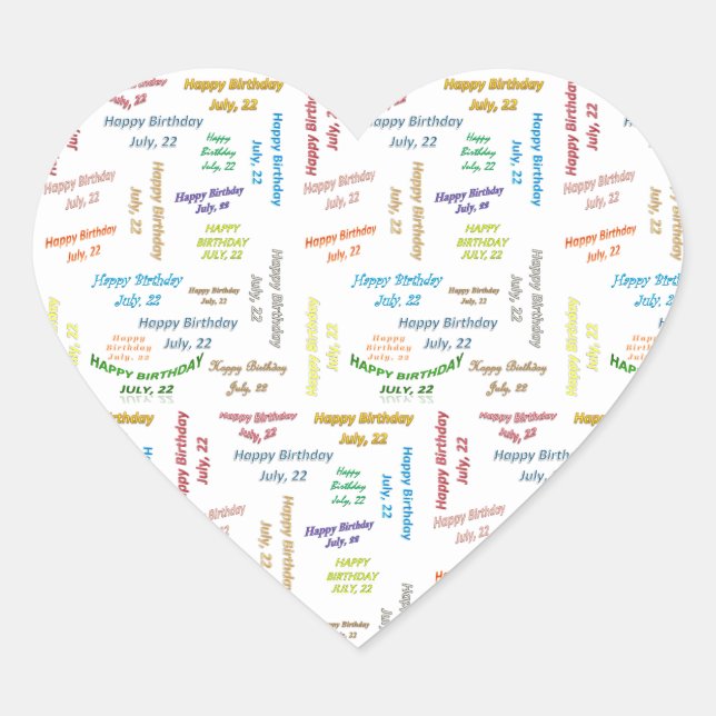 Adesivo Coração Julho, 22 Aniversário (Frente)