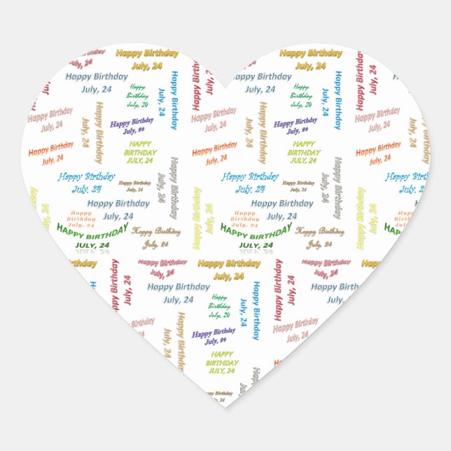 Adesivo Coração Julho, 24 Aniversário (Frente)