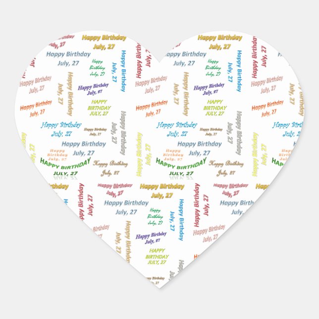 Adesivo Coração Julho, 28 Aniversário (Frente)