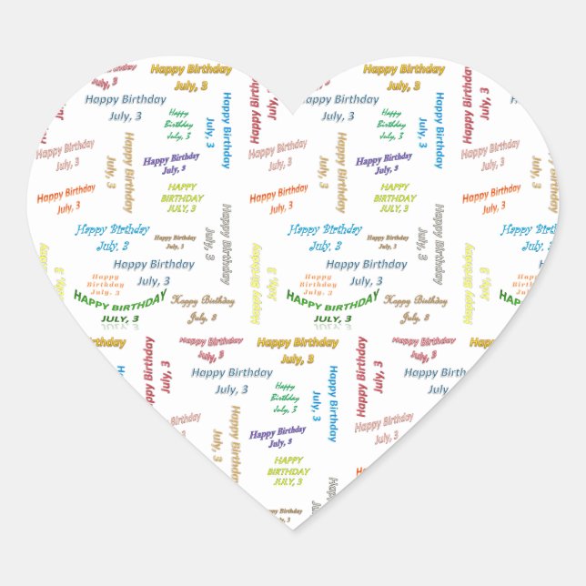 Adesivo Coração Julho, 3 Aniversário (Frente)