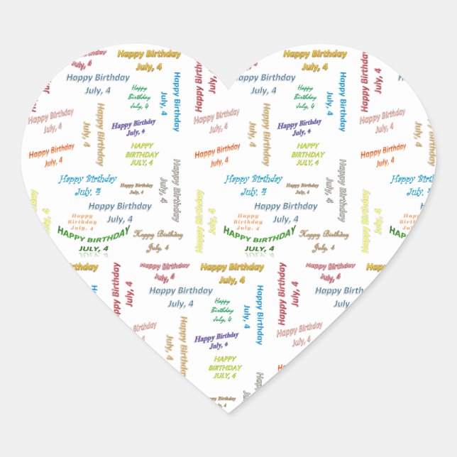 Adesivo Coração Julho, 4 Aniversário (Frente)