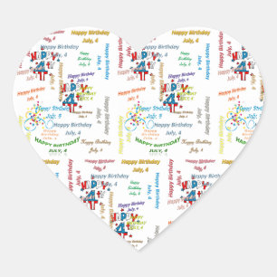 Adesivo Coração Julho, 4 Aniversário