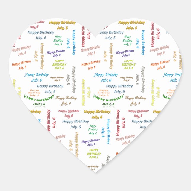 Adesivo Coração Julho, 6 Aniversário (Frente)