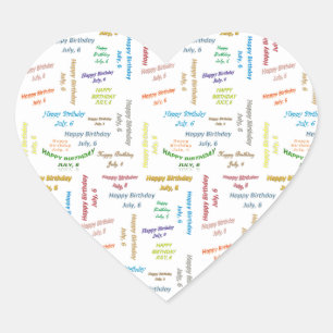 Adesivo Coração Julho, 6 Aniversário