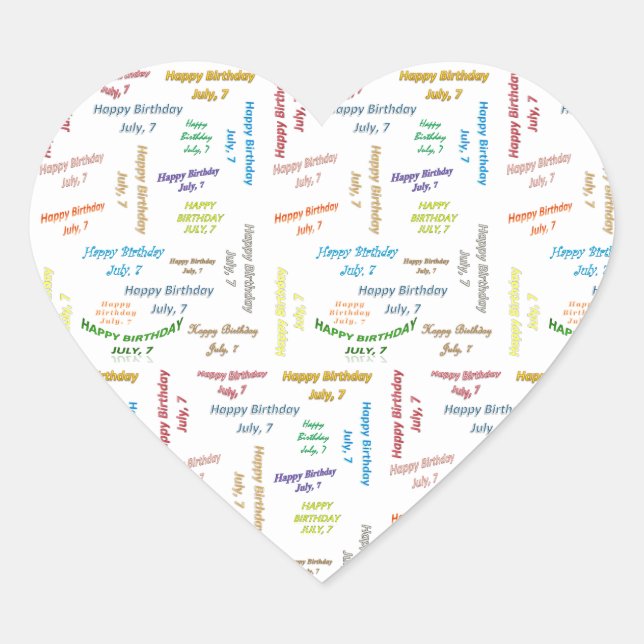 Adesivo Coração Julho, 7 Aniversário (Frente)