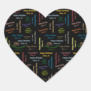 Adesivo Coração June, 11 Birthday Sticker